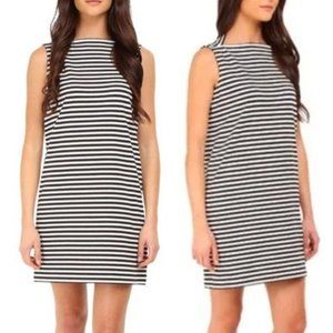 Kate Spade Broome Street Black White Stripe Boatneck Sleeveless Mini Dress
